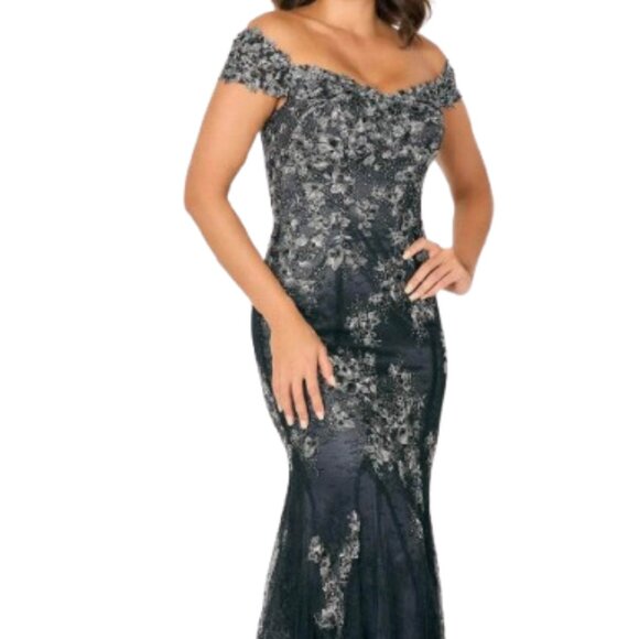 NWT Cameron Blake CB792 Lace Mother of the Bride Dress Black Size 8 - Picture 1 of 6